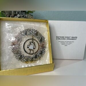 Vintage Ornament Eight Maids A’ Milking Watkins Metal #8 in collection